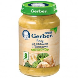 Пюре, Gerber (Гербер) 190 г рагу из кролика с брокколи