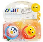 Соска-пустышка силиконовая, Avent (Авент) 2 шт SCF182/12 арт. 83511 классик домашние животные 0-6 мес